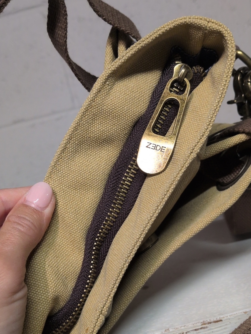 Zede PONT-DES-ARTS (XS) Canvas Crossbody Purse, Beige, like new - Picture 6 of 8